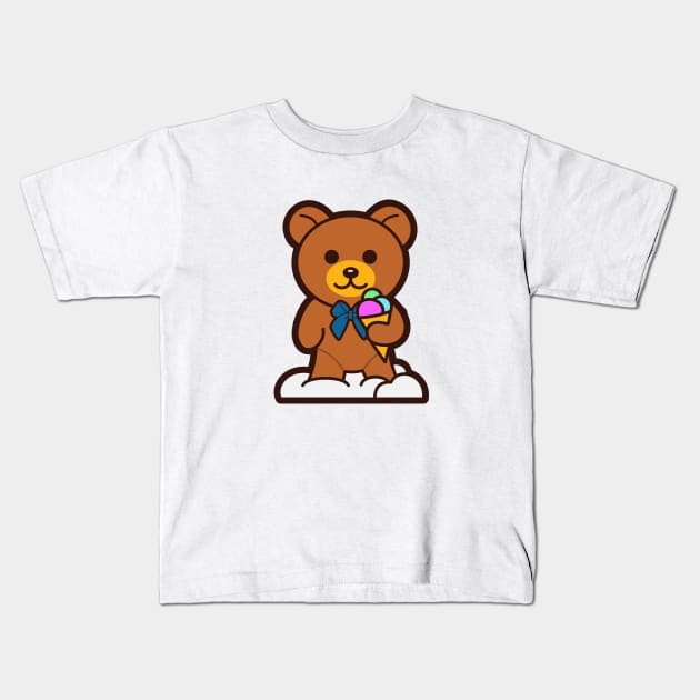 Bear Ice Cream Kids T-Shirt by Johnitees